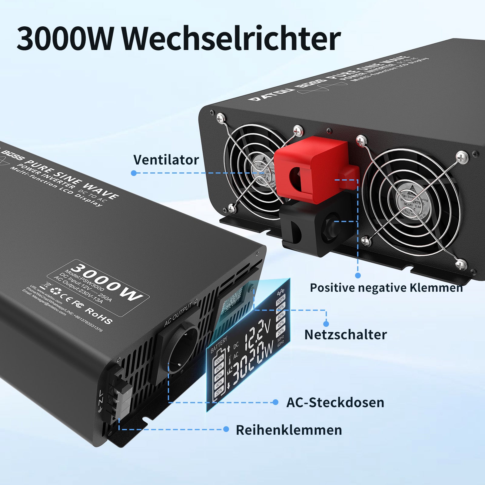 DATOUBOSS Rechargeable Lifepo4 Batteries Voltage Converters Inverter