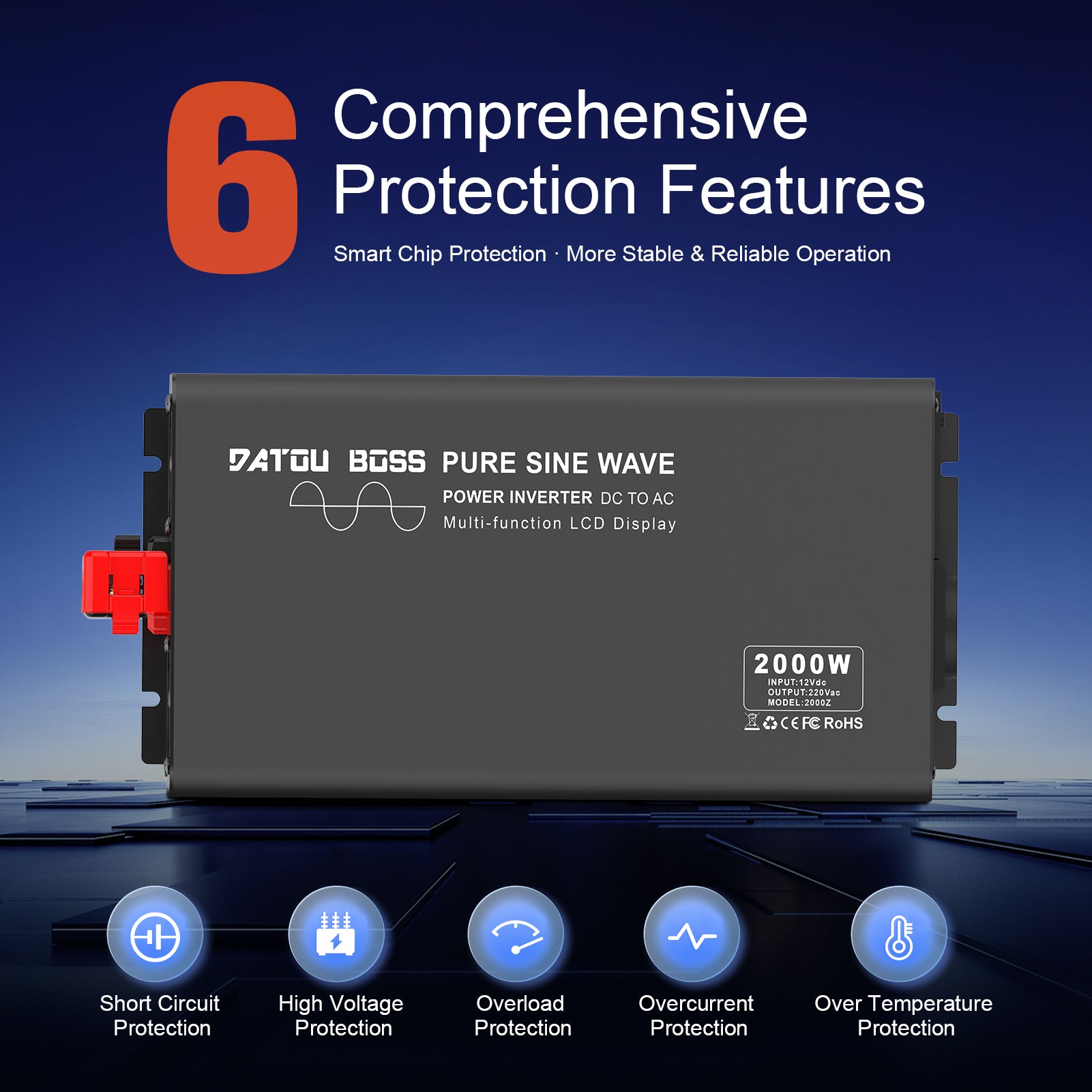 DATOUBOSS Rechargeable Lifepo4 Batteries Voltage Converters Inverter