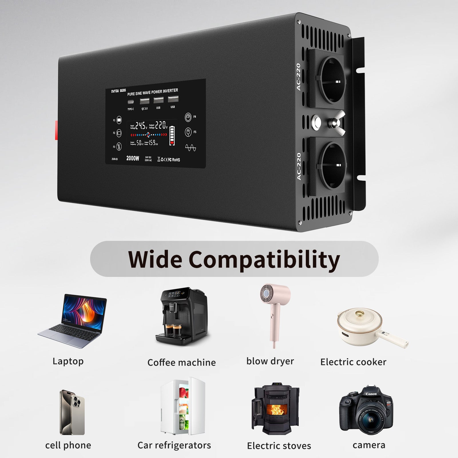 DATOUBOSS Rechargeable Lifepo4 Batteries Voltage Converters Inverter